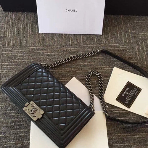 샤넬 보이백 엔틱 블랙 25cm 은장 상품 이미지