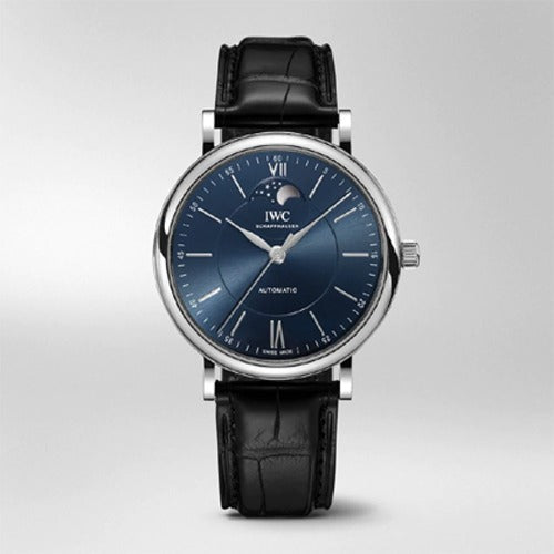 iwc 포르토피노 오토매틱 문 페이즈 스틸블루 40mm 상품 이미지