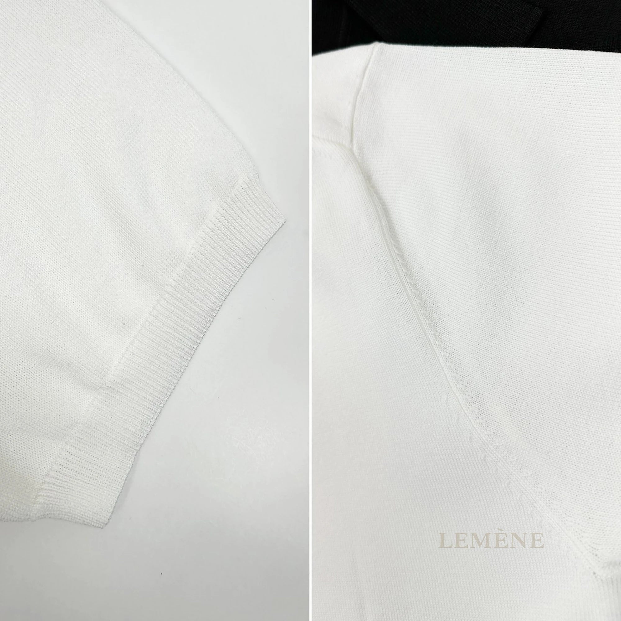 아미 자수 피케 반팔 니트 디테일 이미지