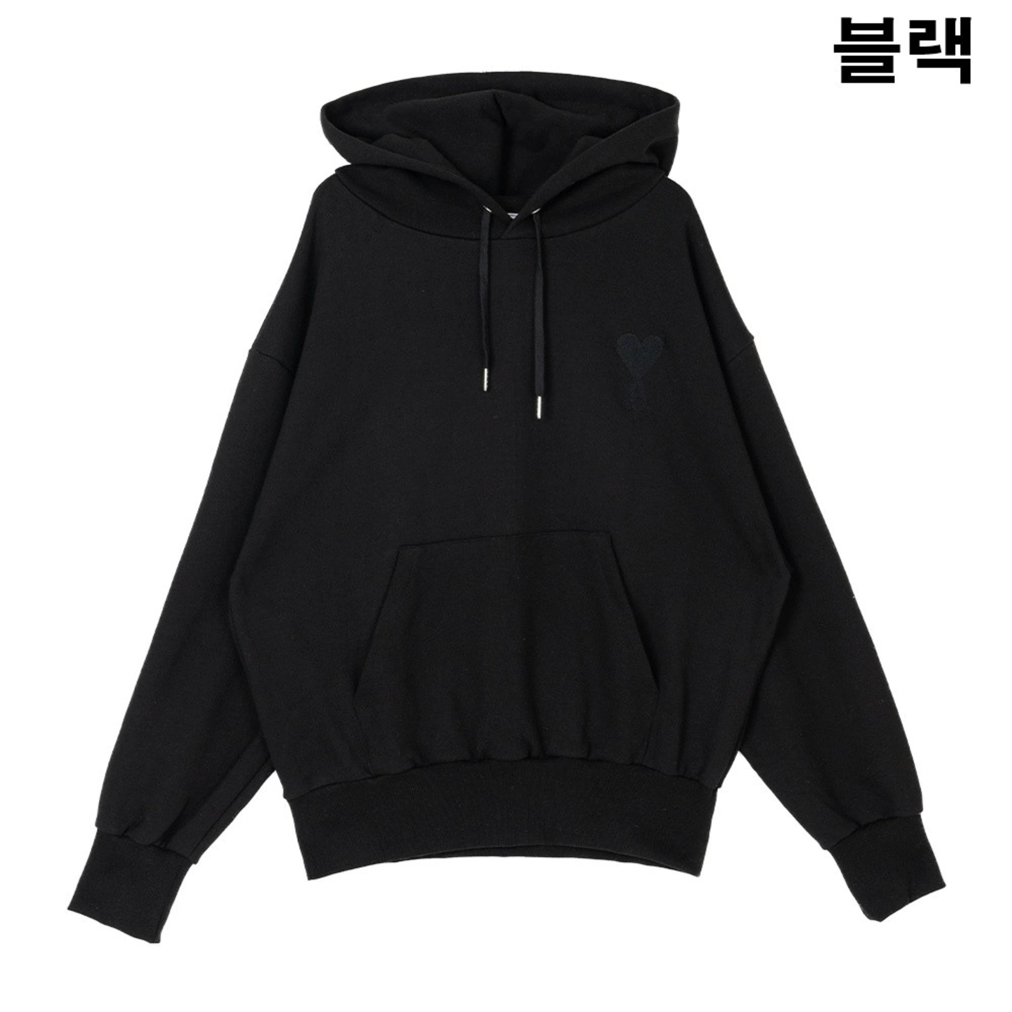 아미 하트로고 자수 후드 티셔츠 디테일 이미지
