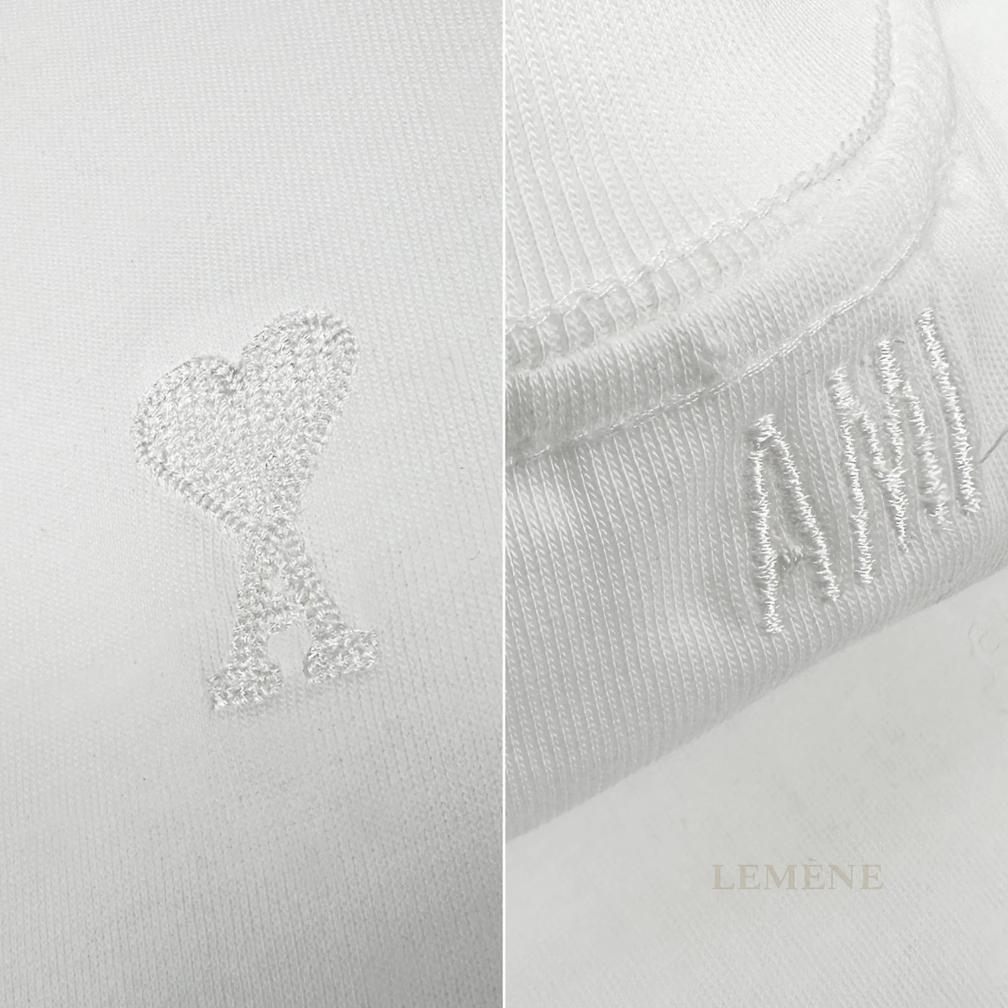 아미 톤온톤 자수 반팔 티셔츠 디테일 이미지