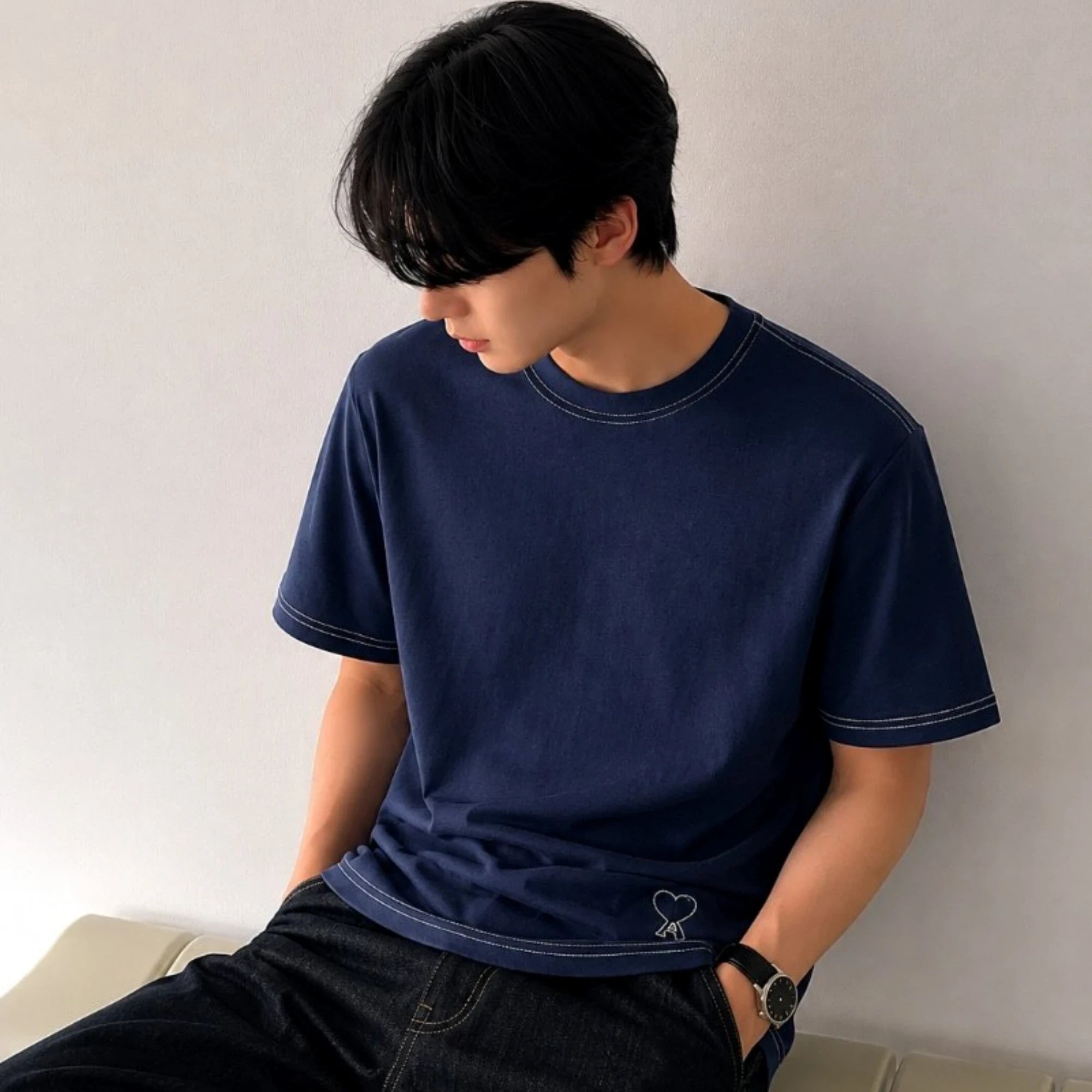 아미 스티치 반팔 티셔츠