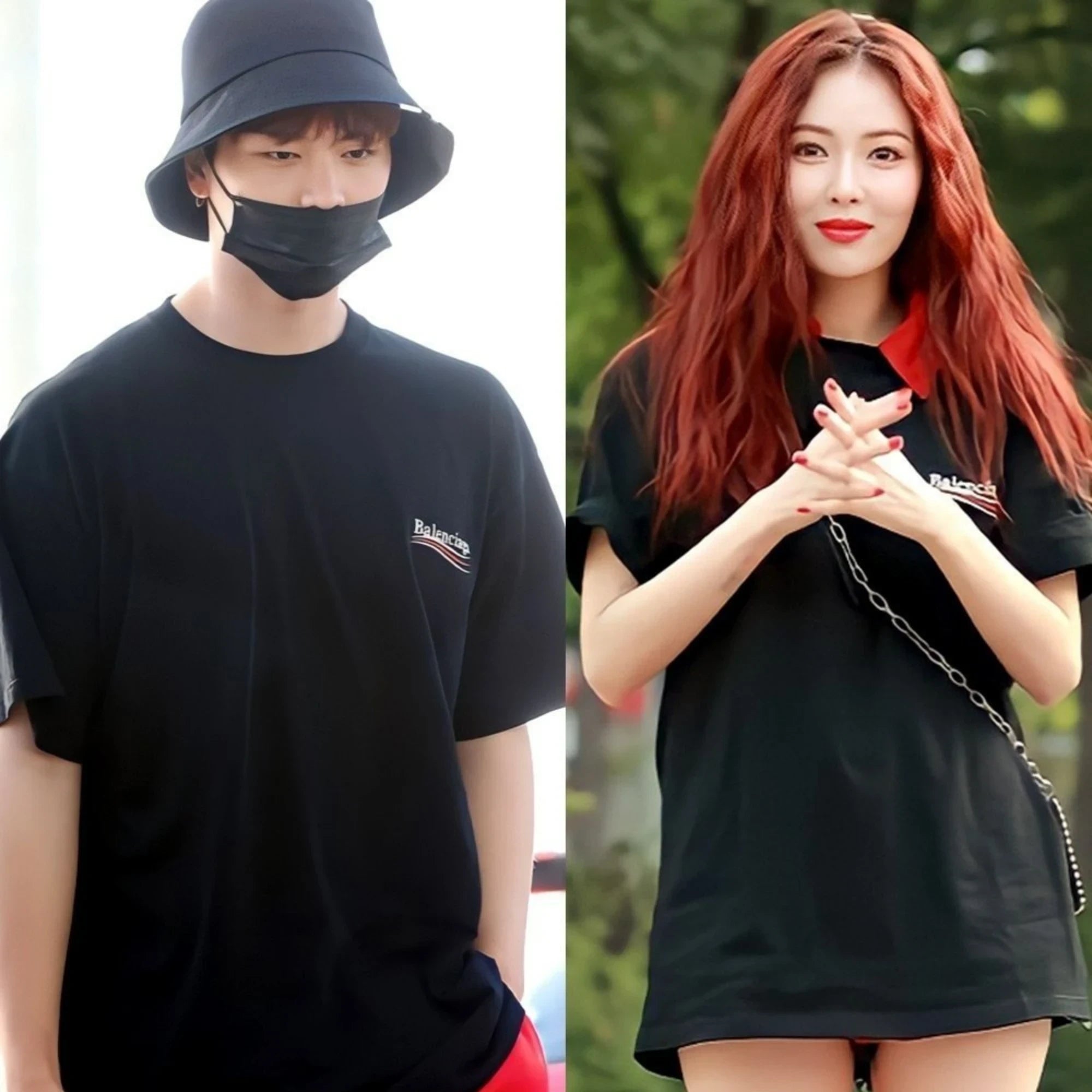 발렌시아가 웨이브로고 오버핏 반팔 티셔츠 착용 이미지