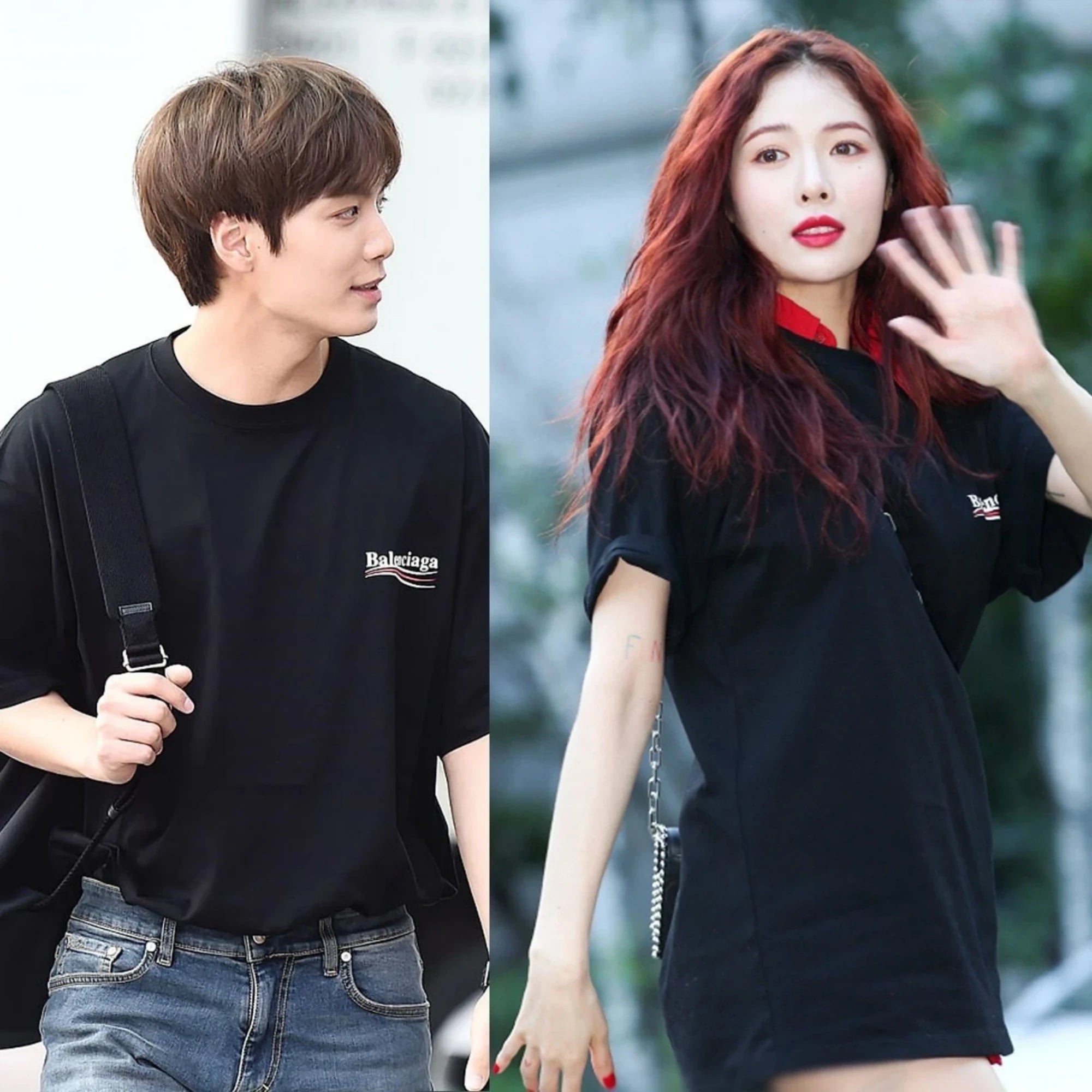 발렌시아가 웨이브로고 오버핏 반팔 티셔츠 착용 이미지