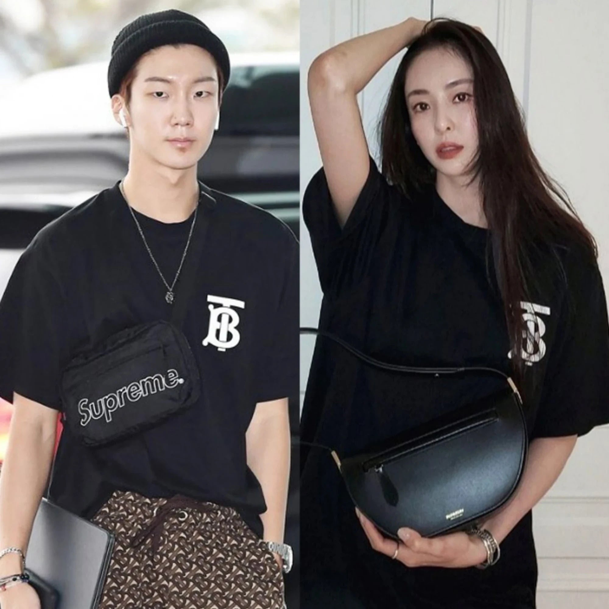 버버리 TB 반팔 티셔츠 착용 이미지