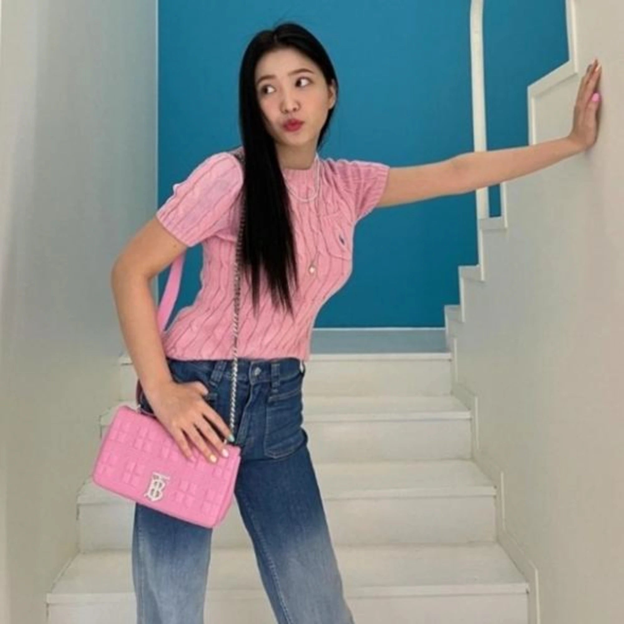 폴로 랄프로렌 케이블 반팔 스웨터