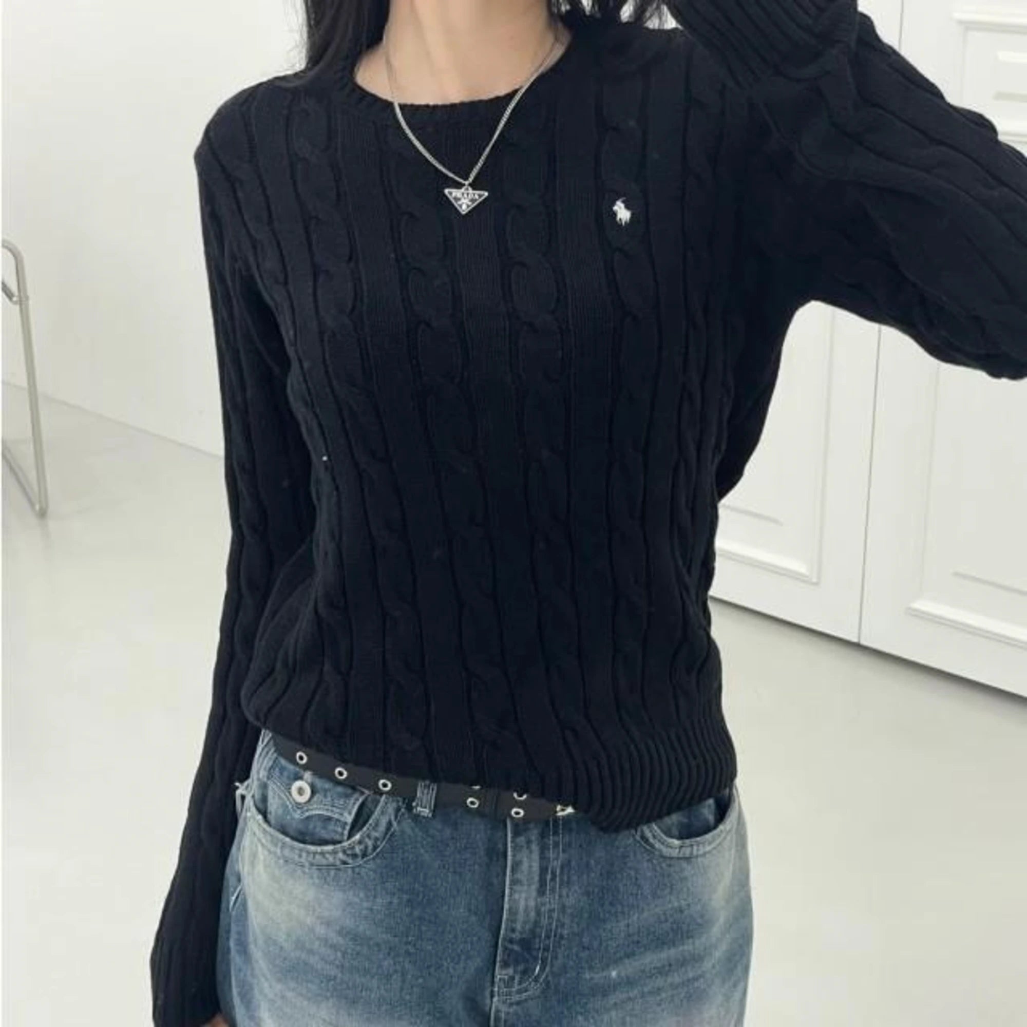 폴로 랄프로렌 울 캐시미어 스웨터 착용 이미지