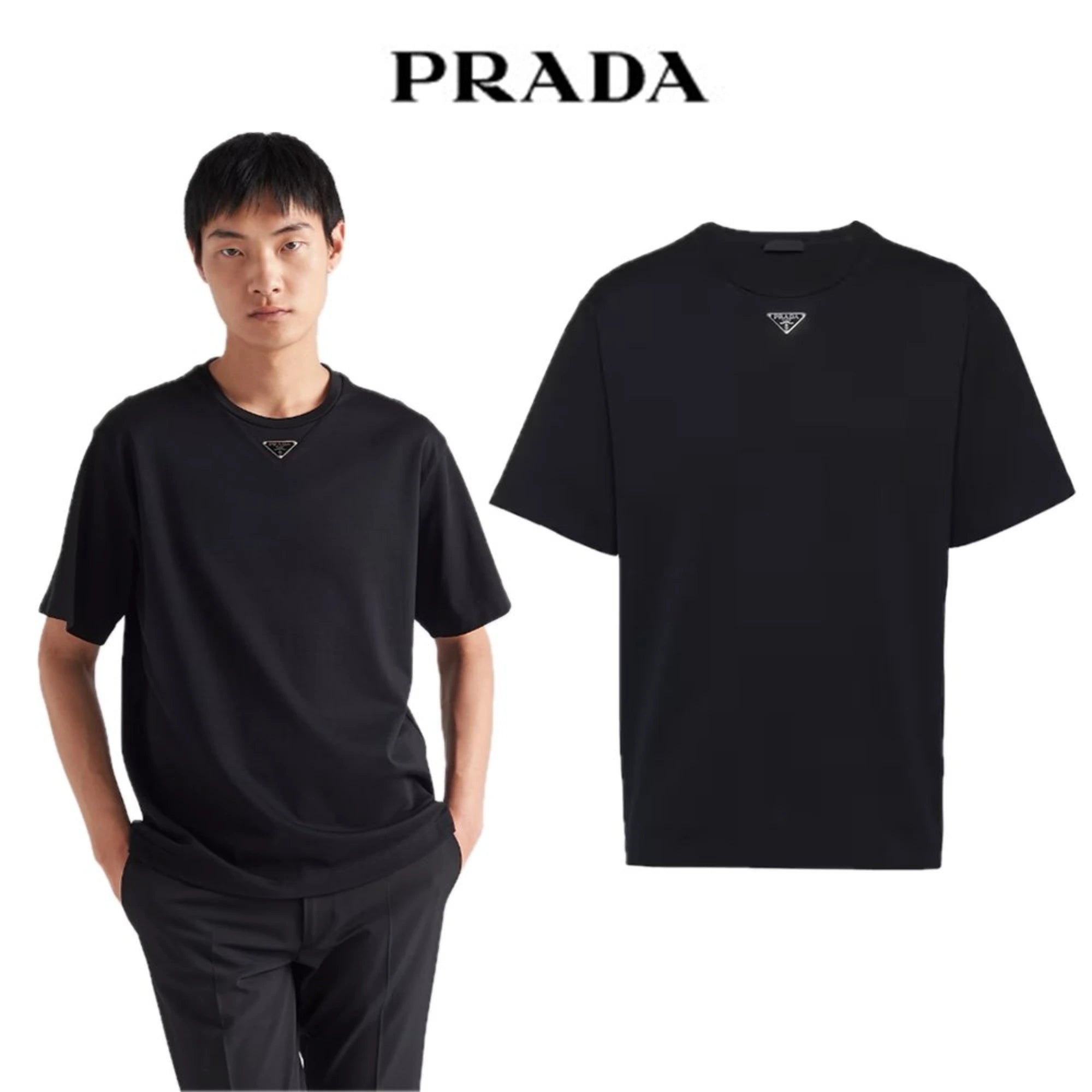 프라다 삼각로고 반팔 티셔츠