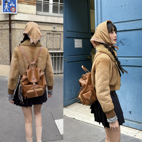 미우 미우 레더 백팩 카멜 상품 이미지