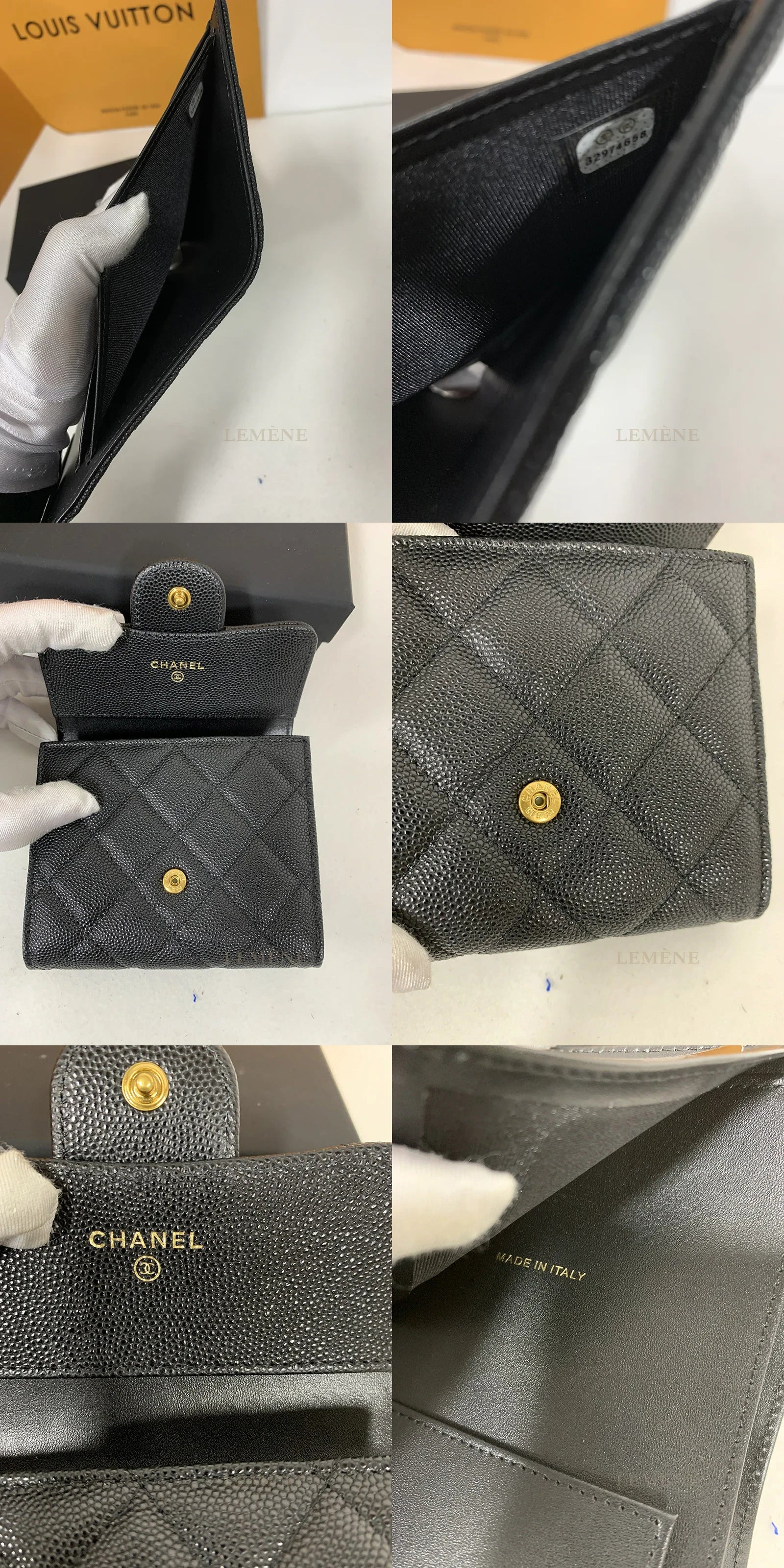샤넬 클래식 캐비어 금장 스몰 더블지갑 82288