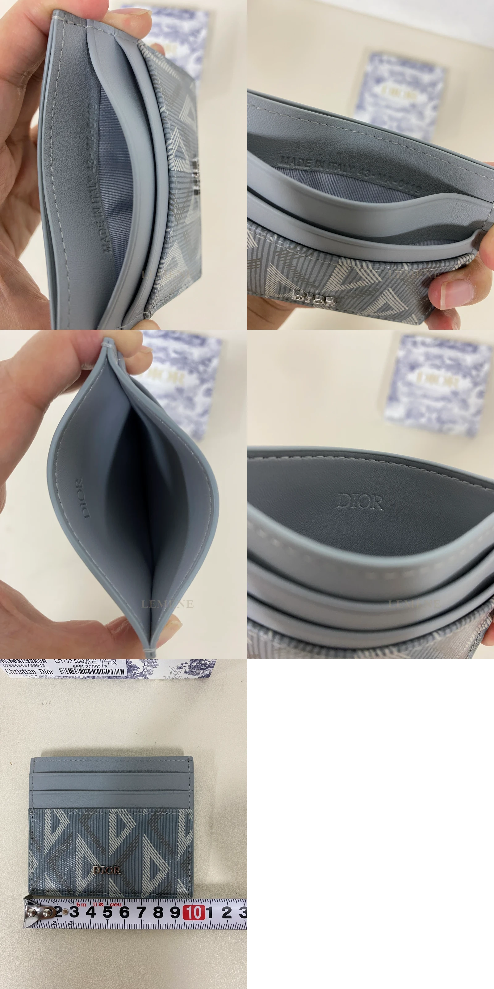 디올 CD 다이아몬드 캔버스 카드 홀더 그레이