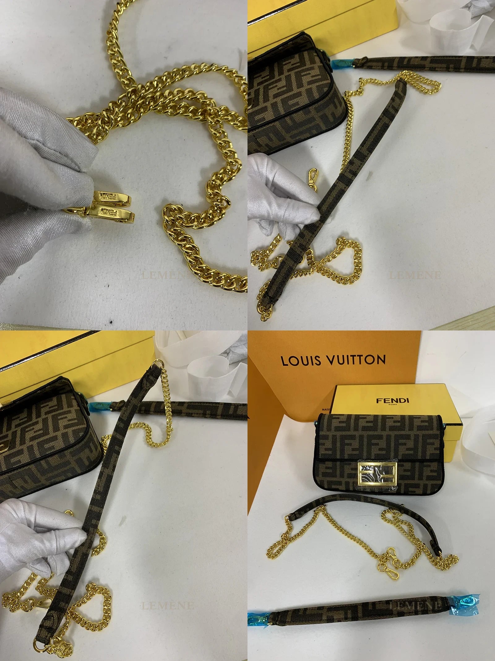 펜디 바게트 브라운 패브릭 백 8BS017A6V5F17U4