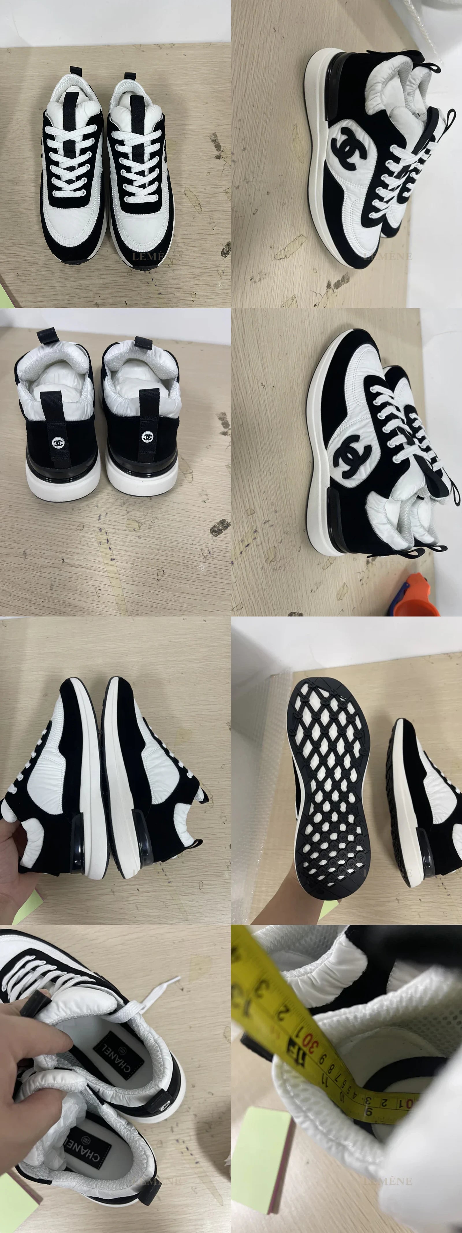 샤넬 나일론 스웨이드 카프스킨 CC로고 스니커즈