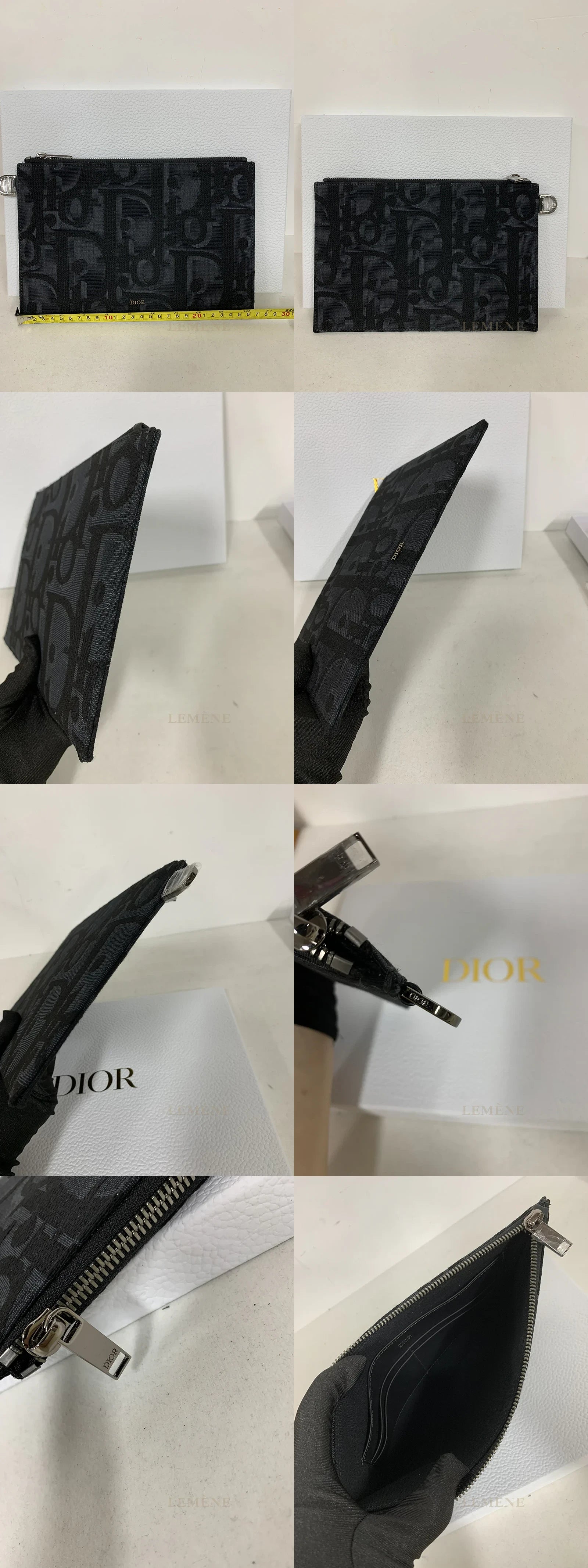 맥시 Dior 오블리크 자카드 A5 클러치백 블랙