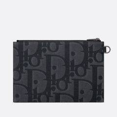 맥시 Dior 오블리크 자카드 A5 클러치백 블랙