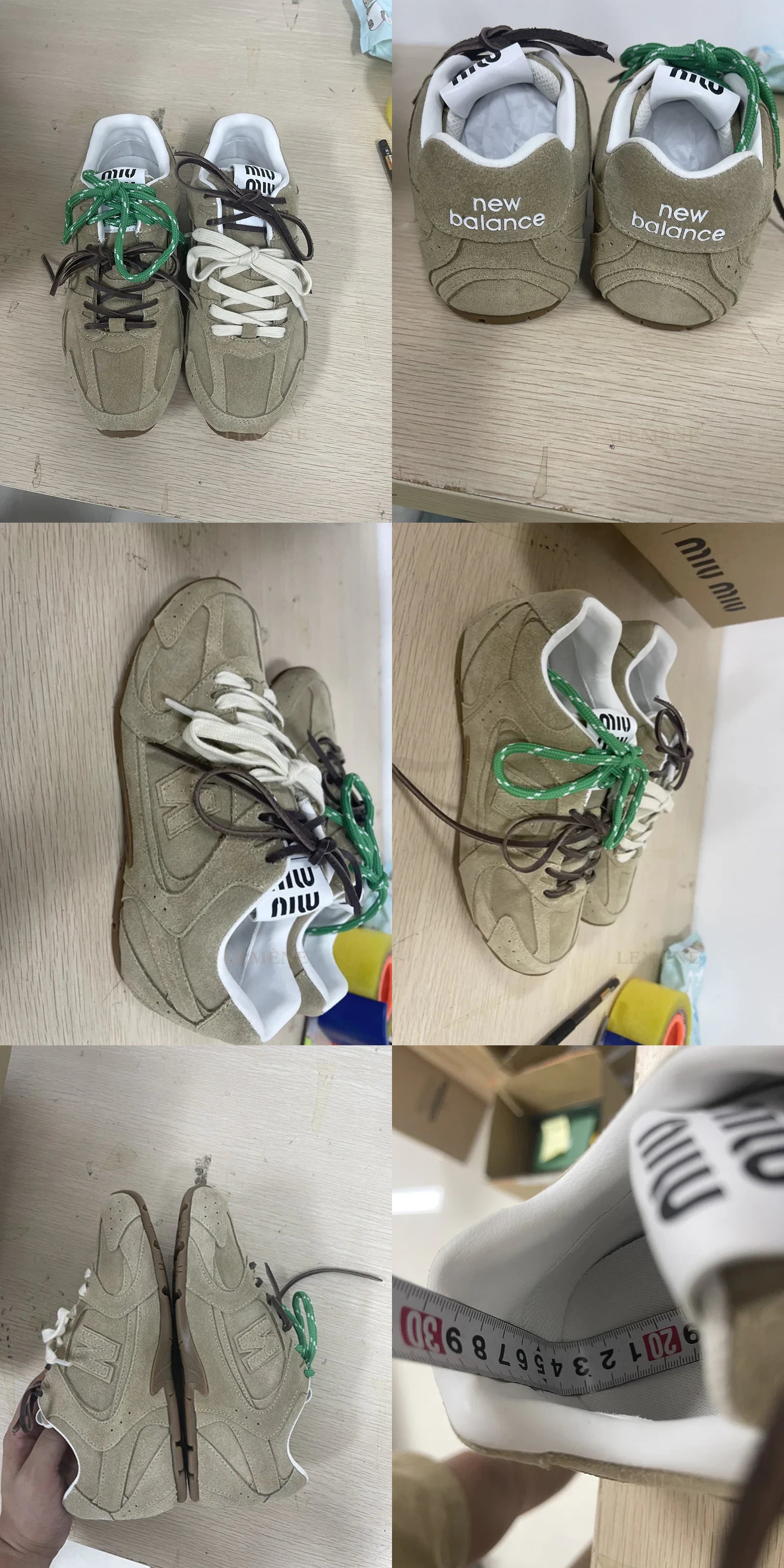 미우미우 x 뉴발란스 530 SL 스웨이드 스니커즈 에크루
