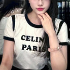 셀린느 파리스 배색 반팔 티셔츠 착용 이미지