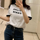 셀린느 파리스 배색 반팔 티셔츠 착용 이미지