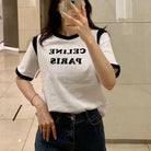 셀린느 파리스 배색 반팔 티셔츠 착용 이미지
