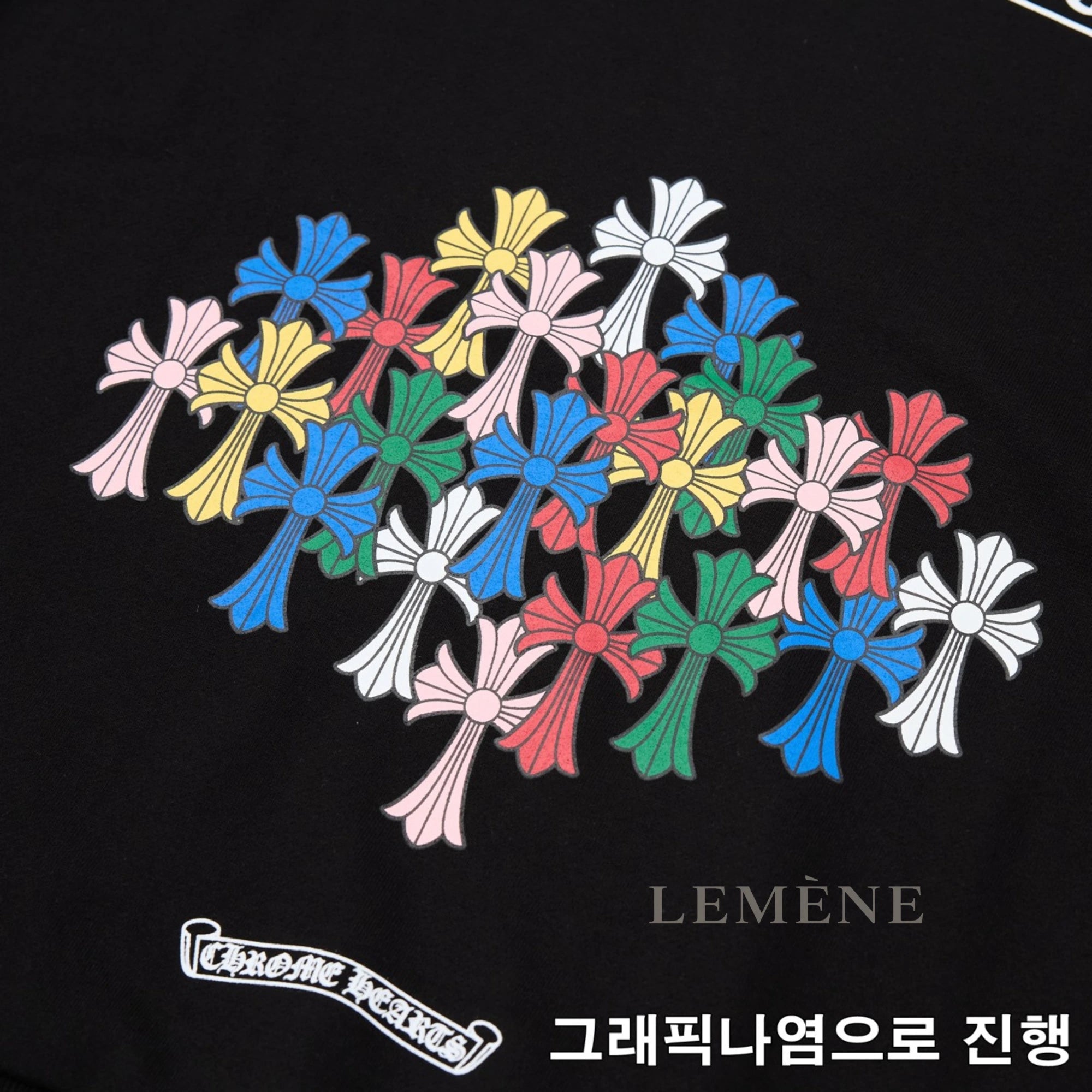크롬하츠 멀티 컬러 크로스 후드 티셔츠 디테일 이미지