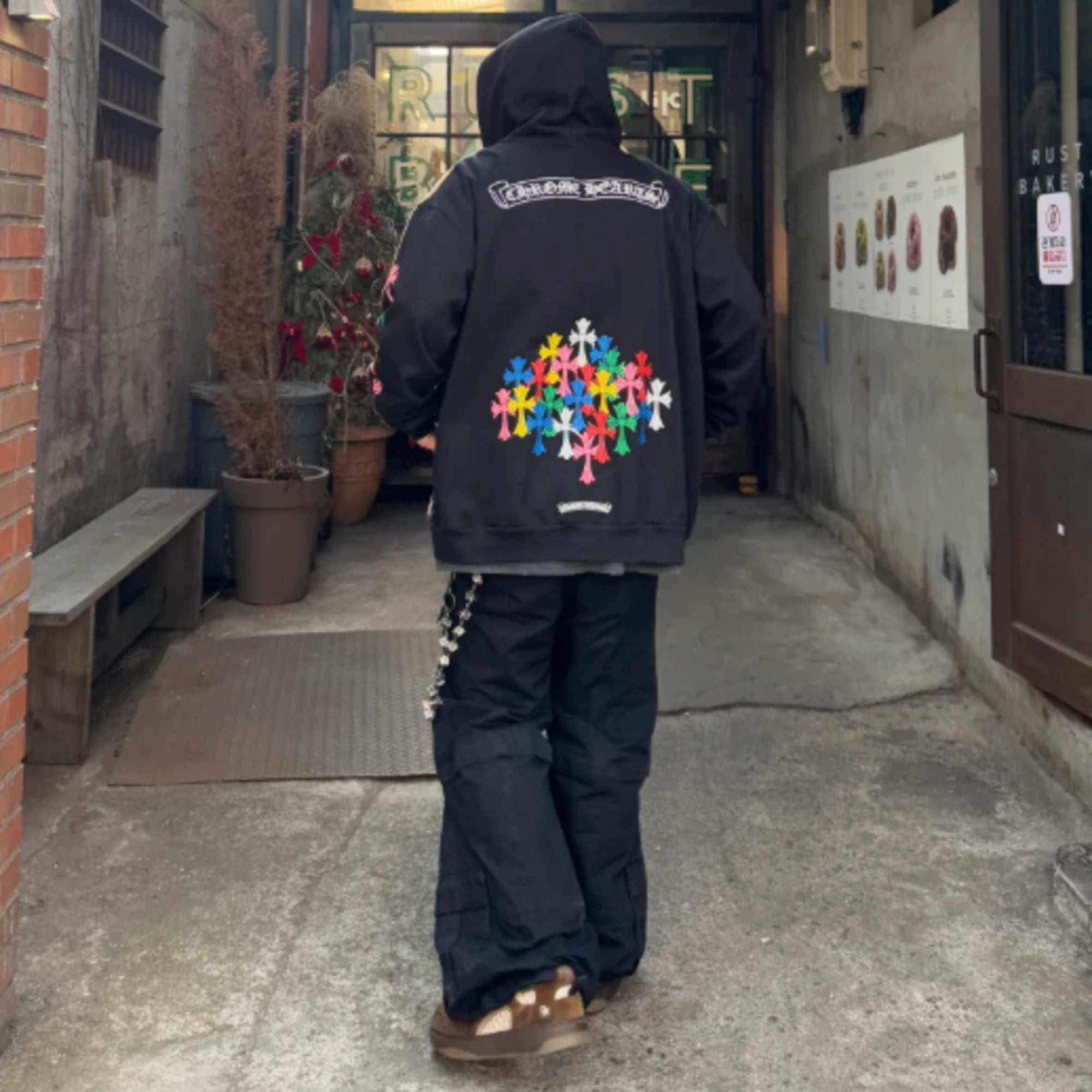 크롬하츠 멀티 컬러 크로스 집업 후드 착용 이미지