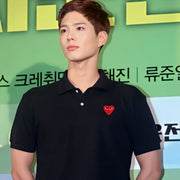꼼데가르송 레드 하트 폴로 반팔 티셔츠
