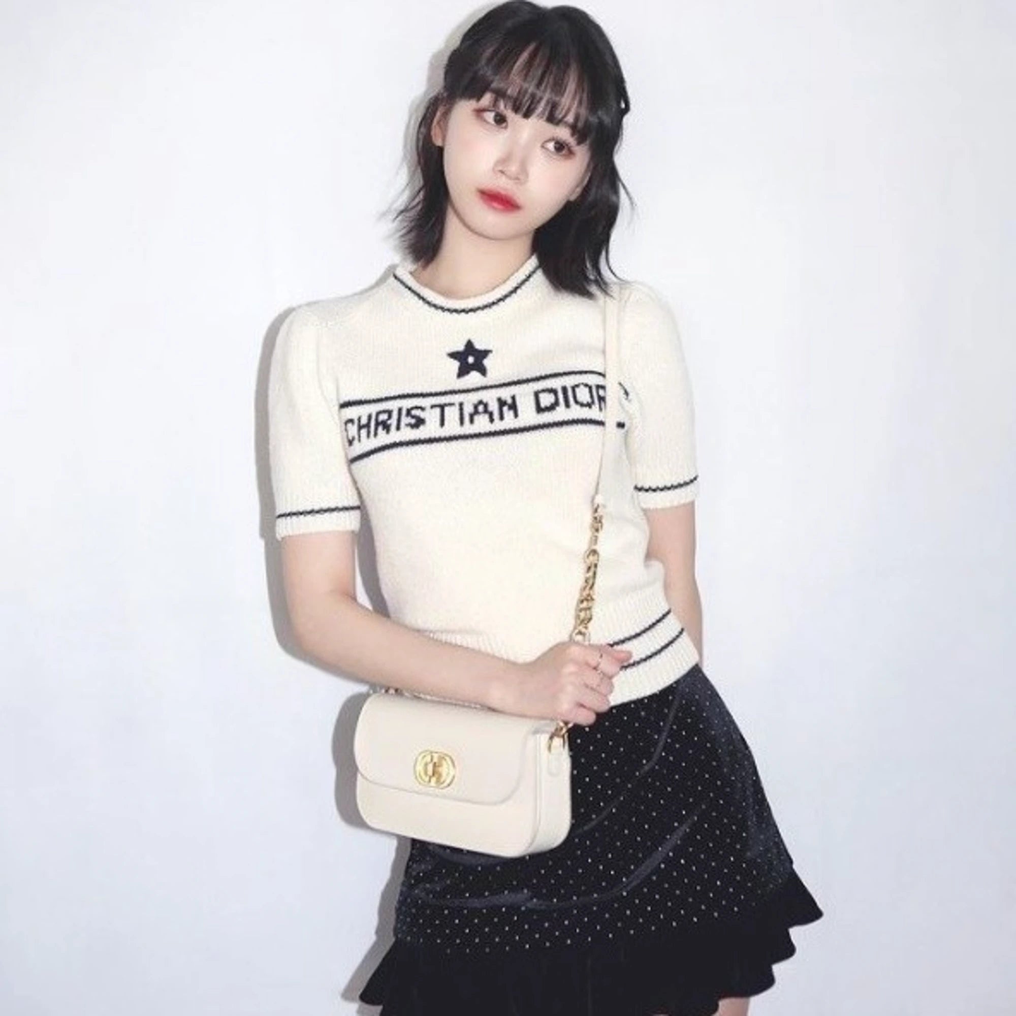 디올 스타 로고 반팔 스웨터