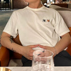 메종키츠네 더블 폭스헤드 반팔 티셔츠 BU00103KJ0008 착용 이미지