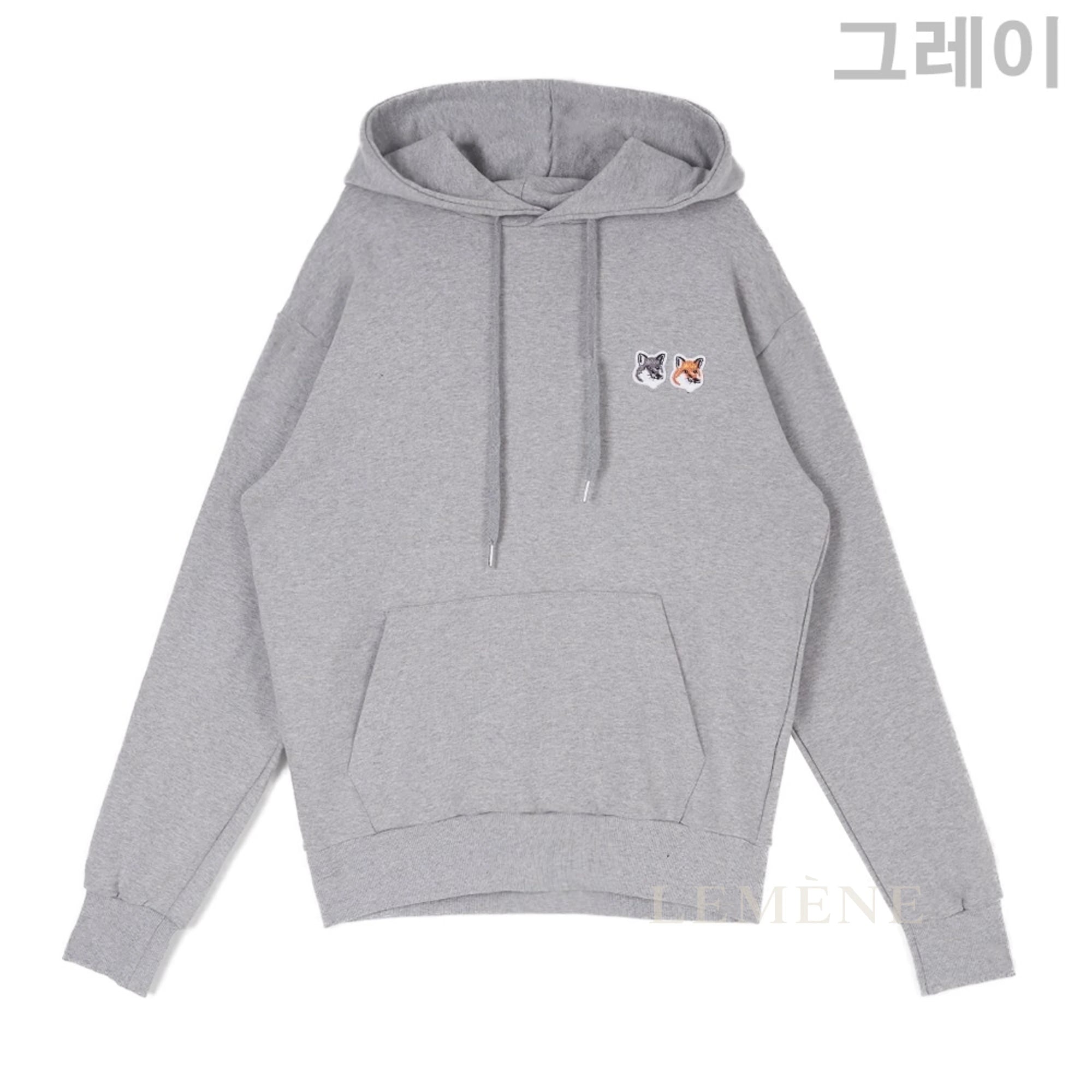 메종키츠네 더블폭스 후드 티셔츠 EU00353KM0001 디테일 이미지