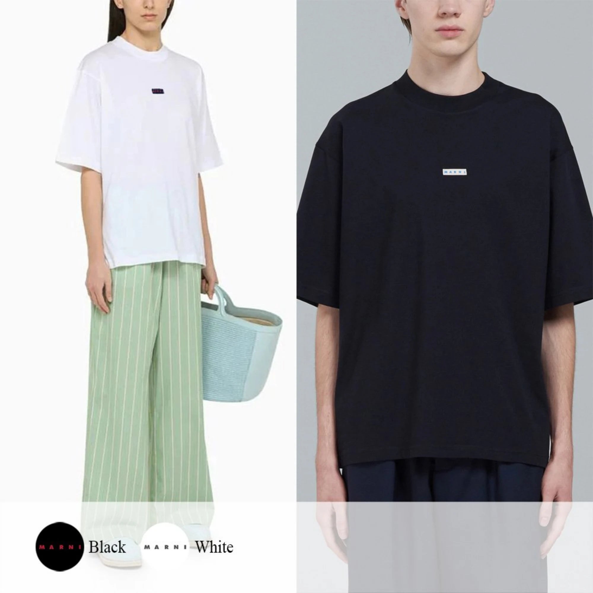 마르니 로고 패치 반팔 티셔츠