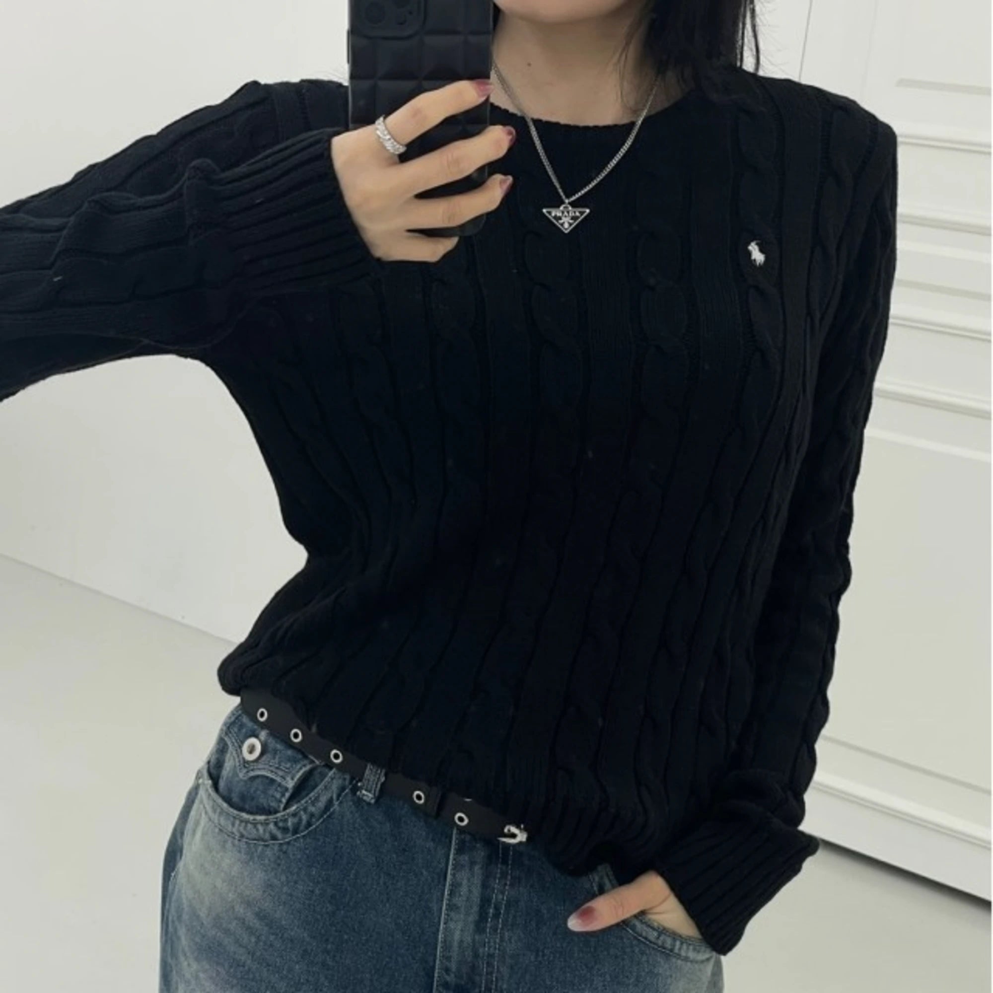 폴로 랄프로렌 울 캐시미어 스웨터 착용 이미지