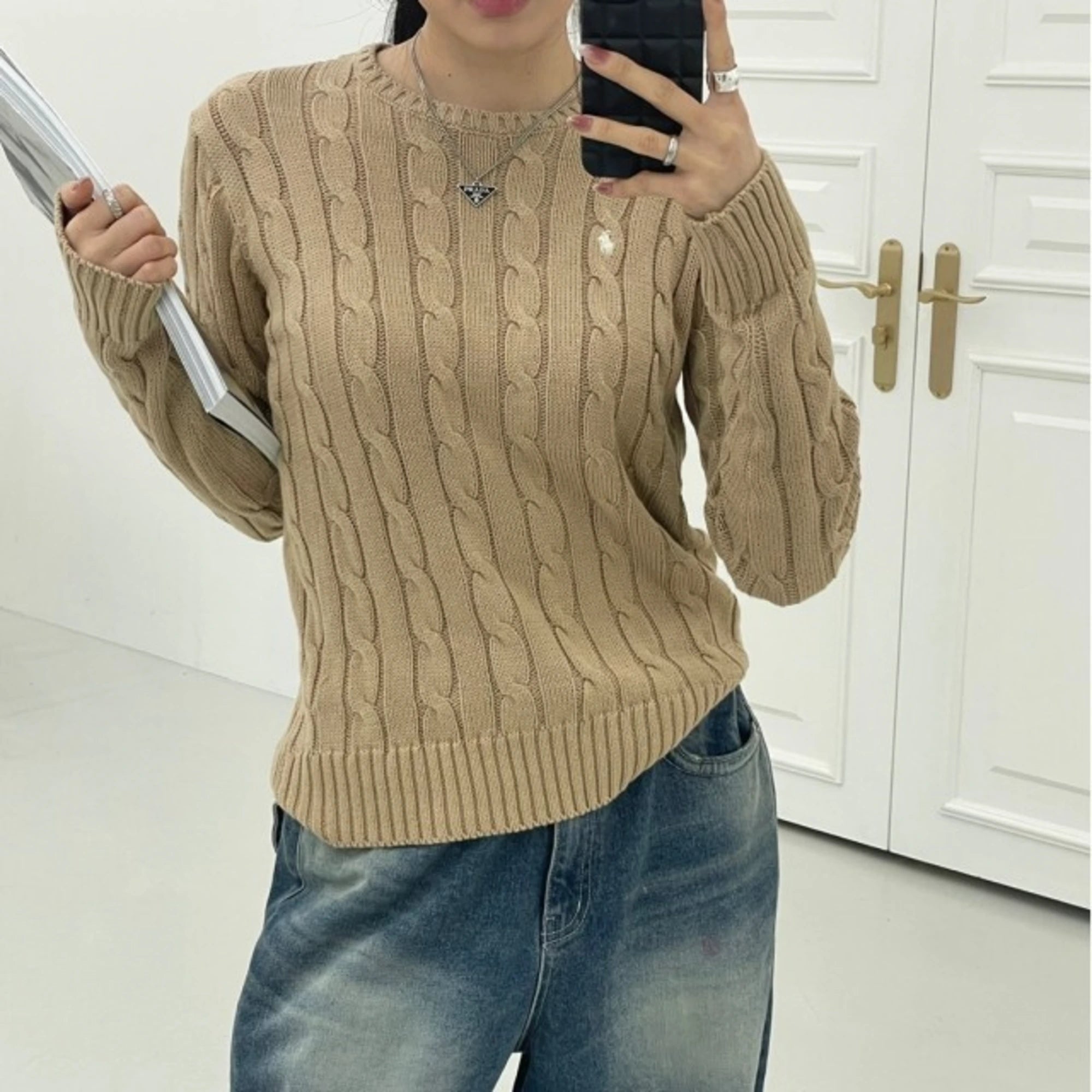 폴로 랄프로렌 울 캐시미어 스웨터 착용 이미지
