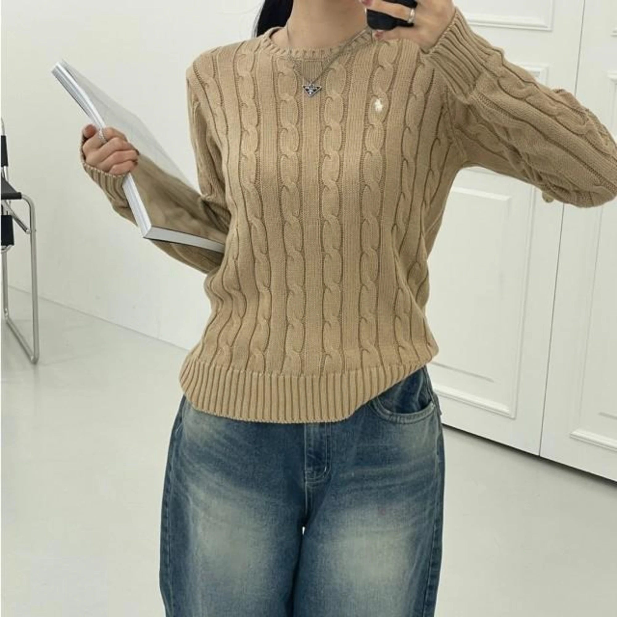 폴로 랄프로렌 울 캐시미어 스웨터 착용 이미지