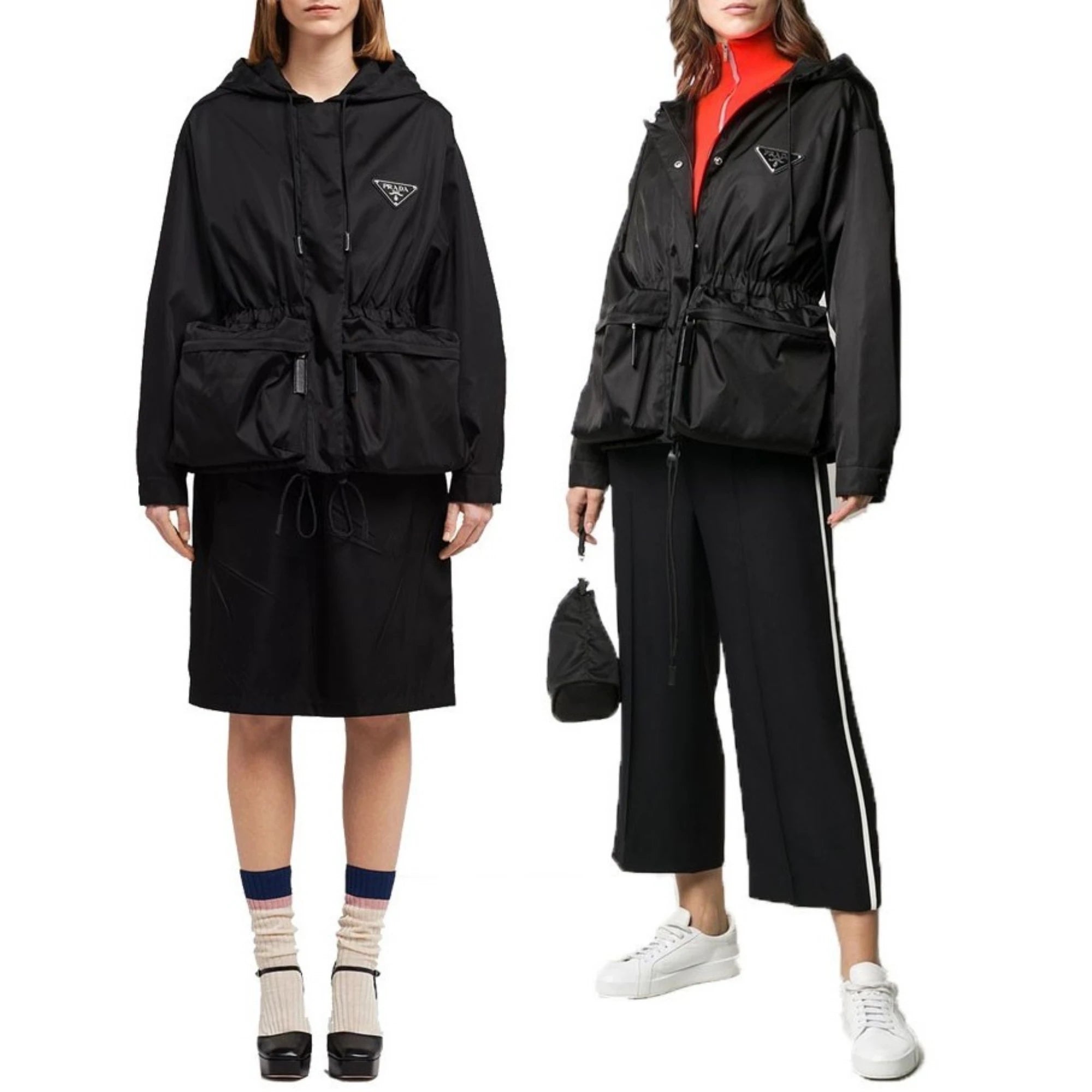프라다 리나일론 포켓 후드 자켓 착용 이미지