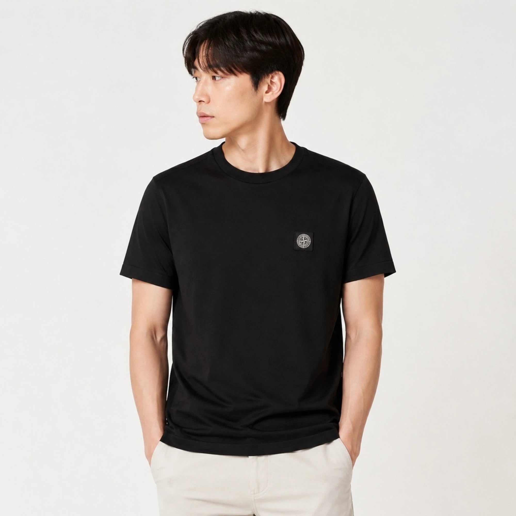 스톤 아일랜드 로고 패치 반팔 티셔츠