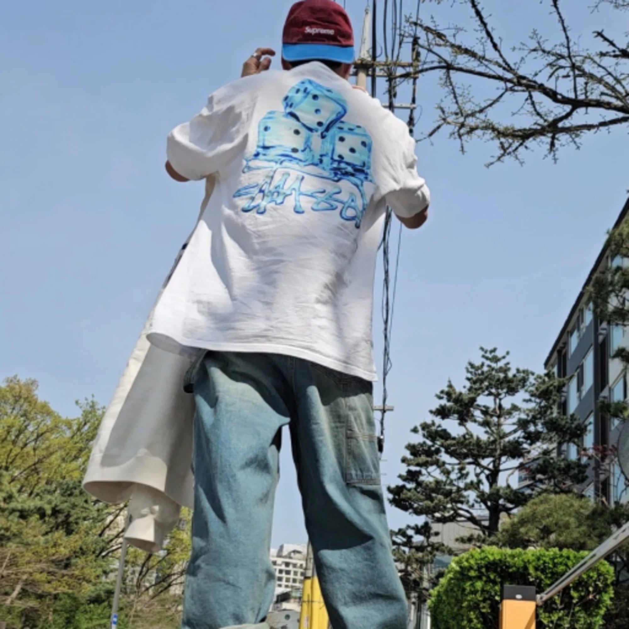 스투시 멜티드 오버핏 반팔 티셔츠 착용 이미지