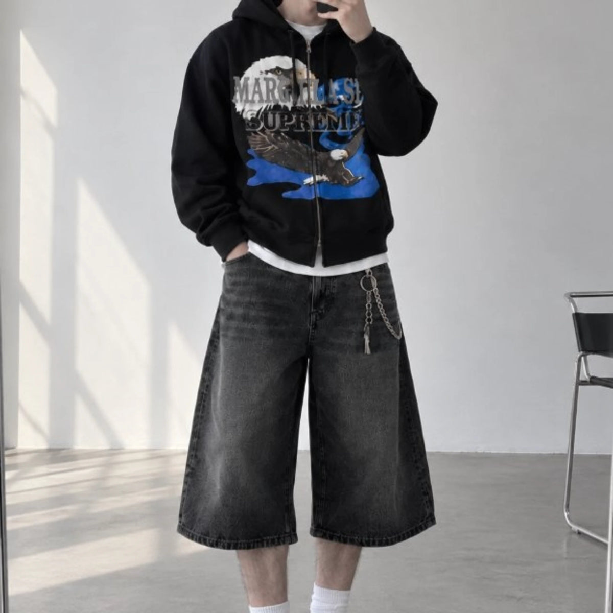 슈프림 X 메종 마르지엘라 후드 집업 SS26W4 착용 이미지
