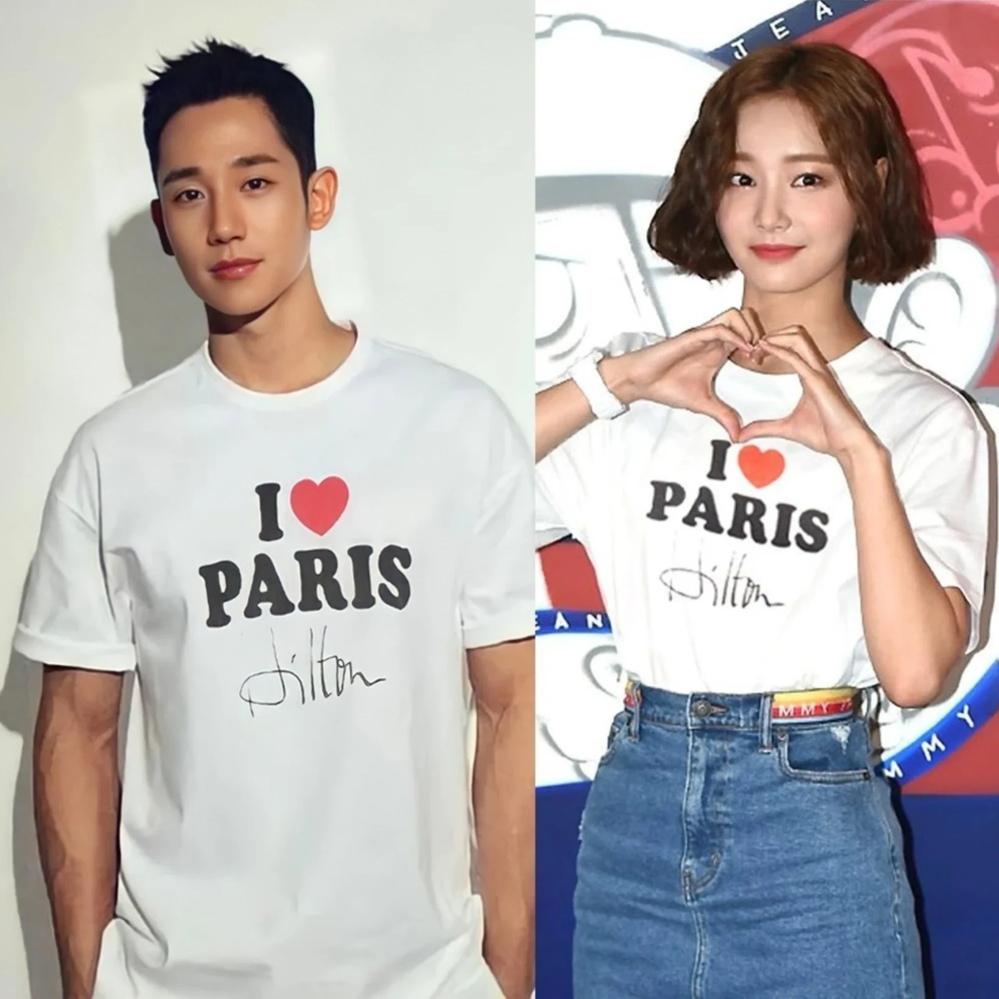 베트멍 아이러브 파리스 오버핏 반팔 티셔츠 착용 이미지