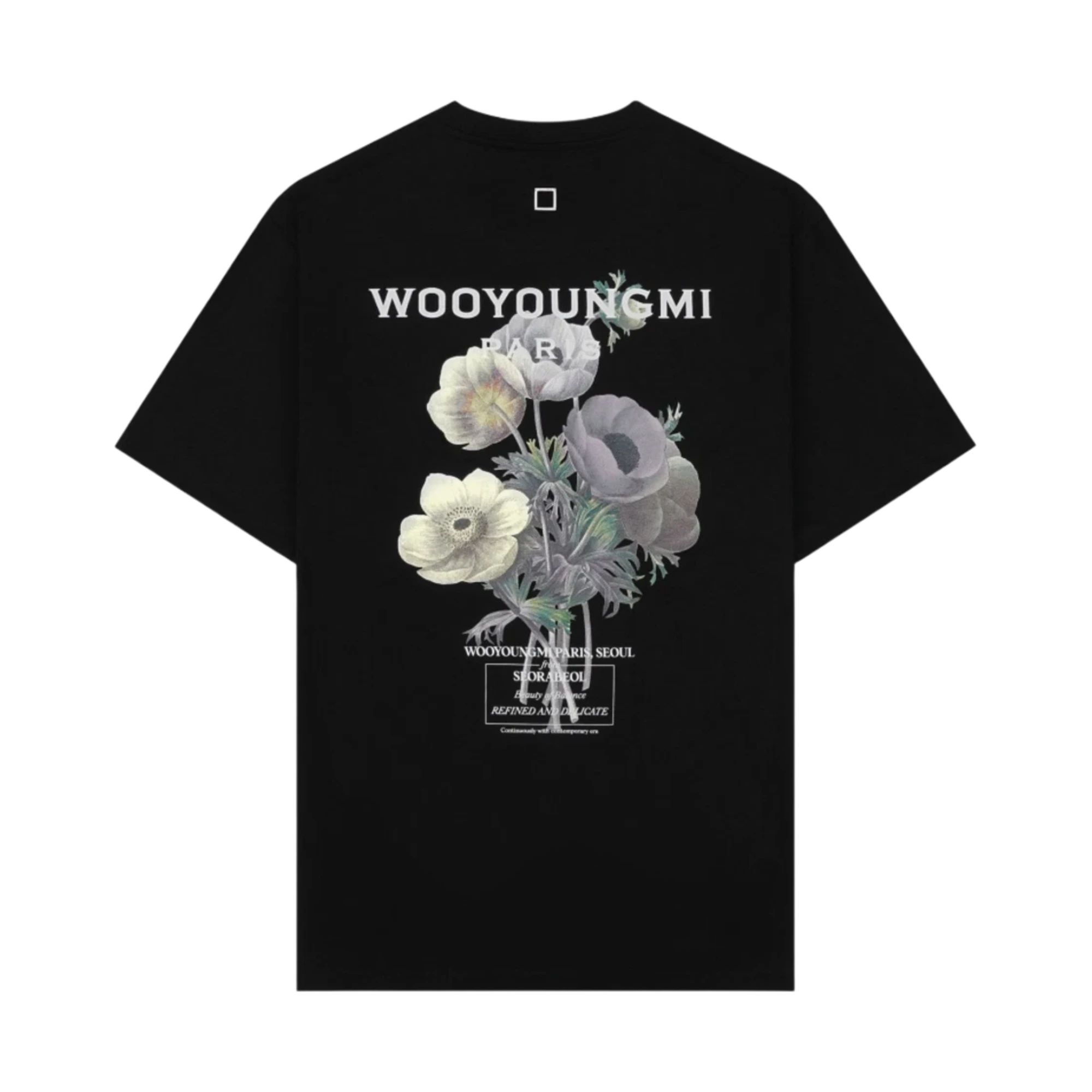 우영미 플라워 백로고 반팔 티셔츠 W233TS06708B 디테일 이미지