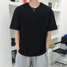 우영미 플라워 백로고 반팔 티셔츠 W233TS06708B 착용 이미지