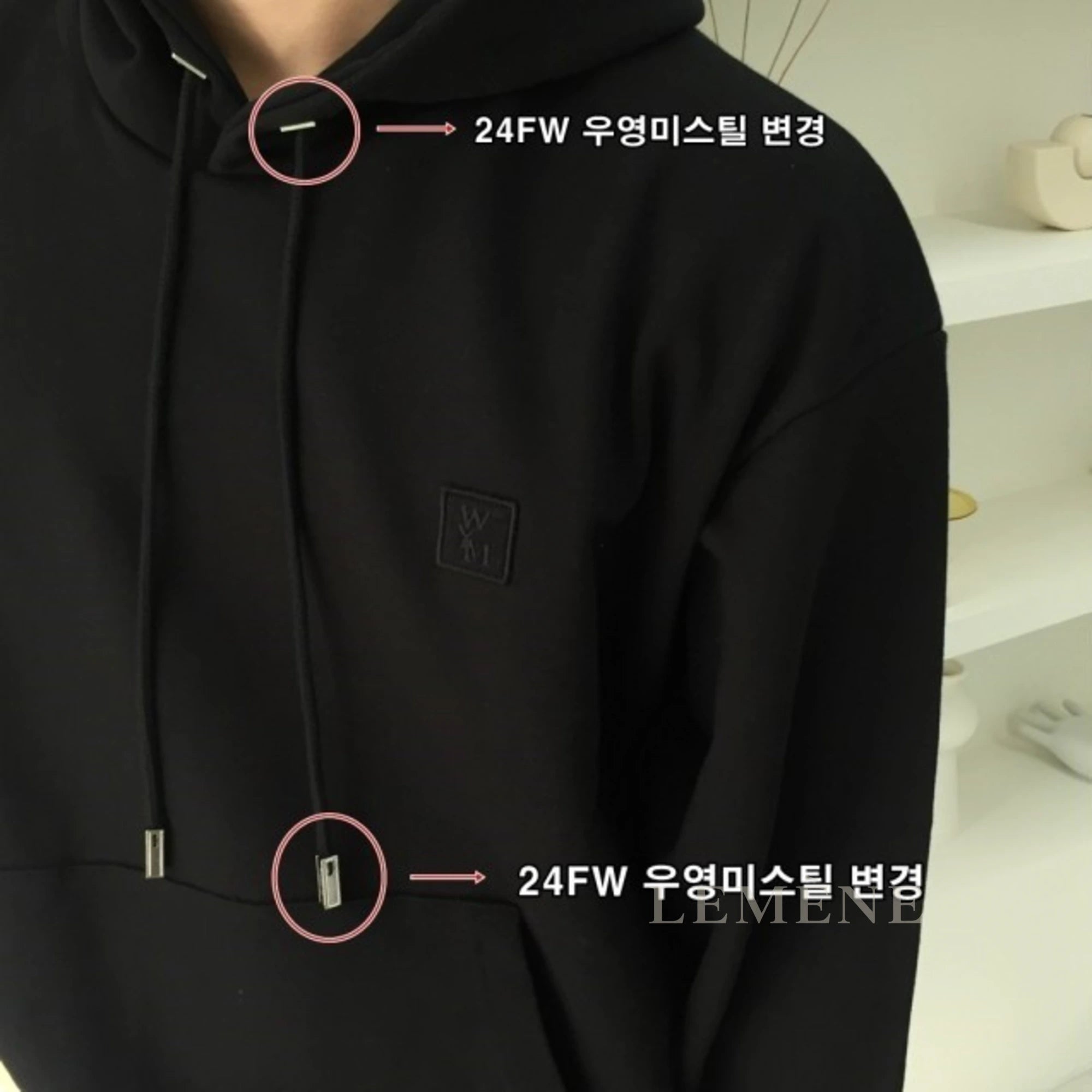우영미 플라워 백로고 후드 티셔츠 디테일 이미지